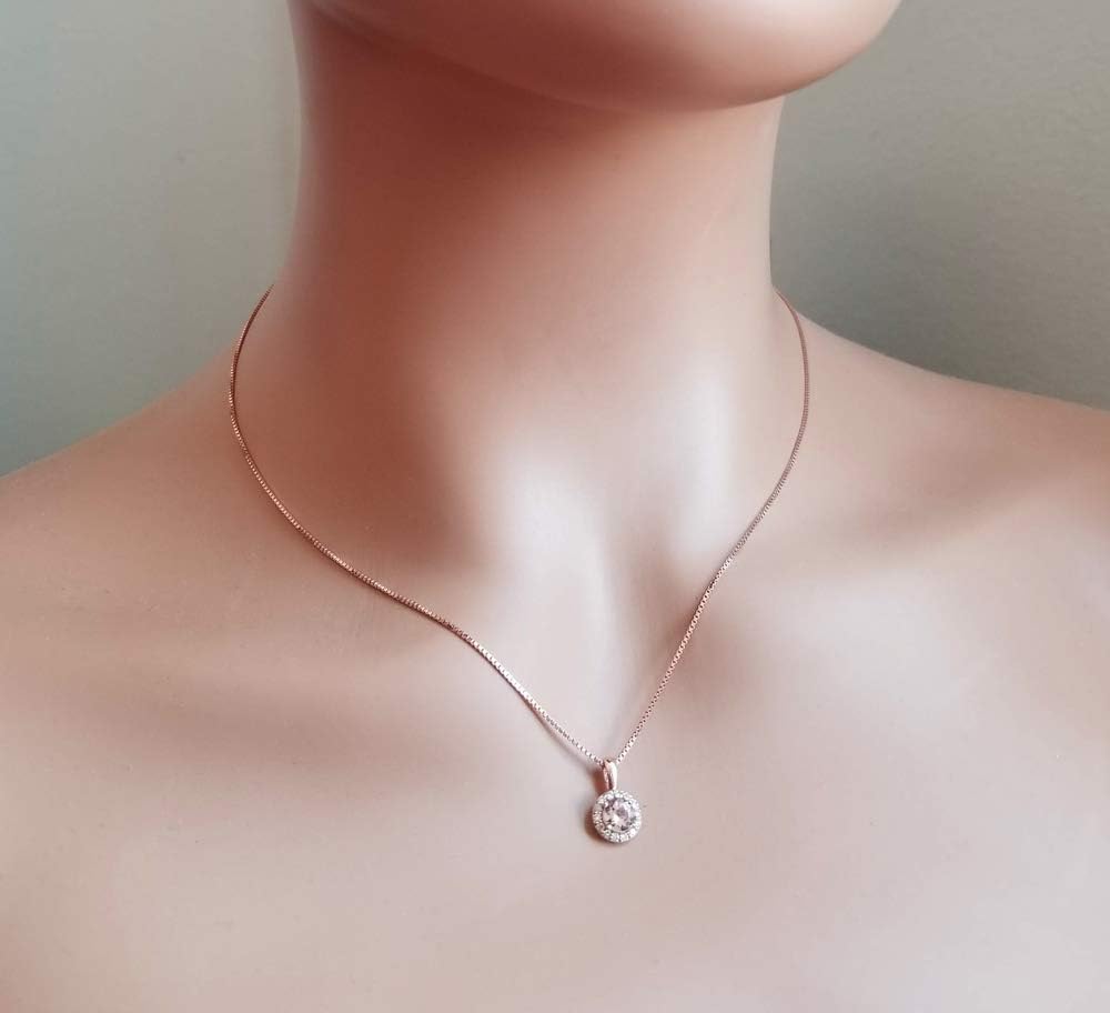 14 Karat Rose Gold Round Shape 3/4 CT Natural Morganite & Diamond Pendant - Image 4