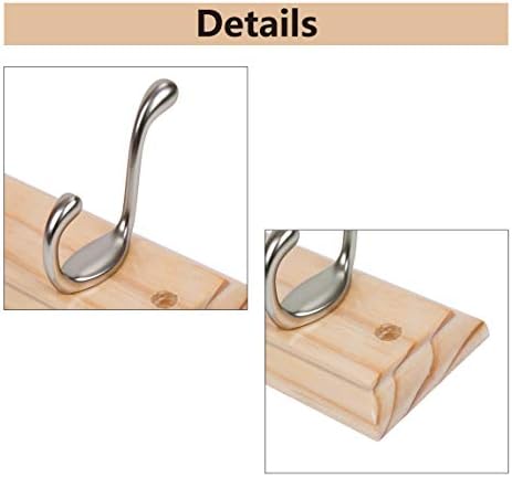DOKEHOM 4-Satin Nickel Hooks on Pine Wooden Board Wall Mounted Coat Hook Rack Hanger