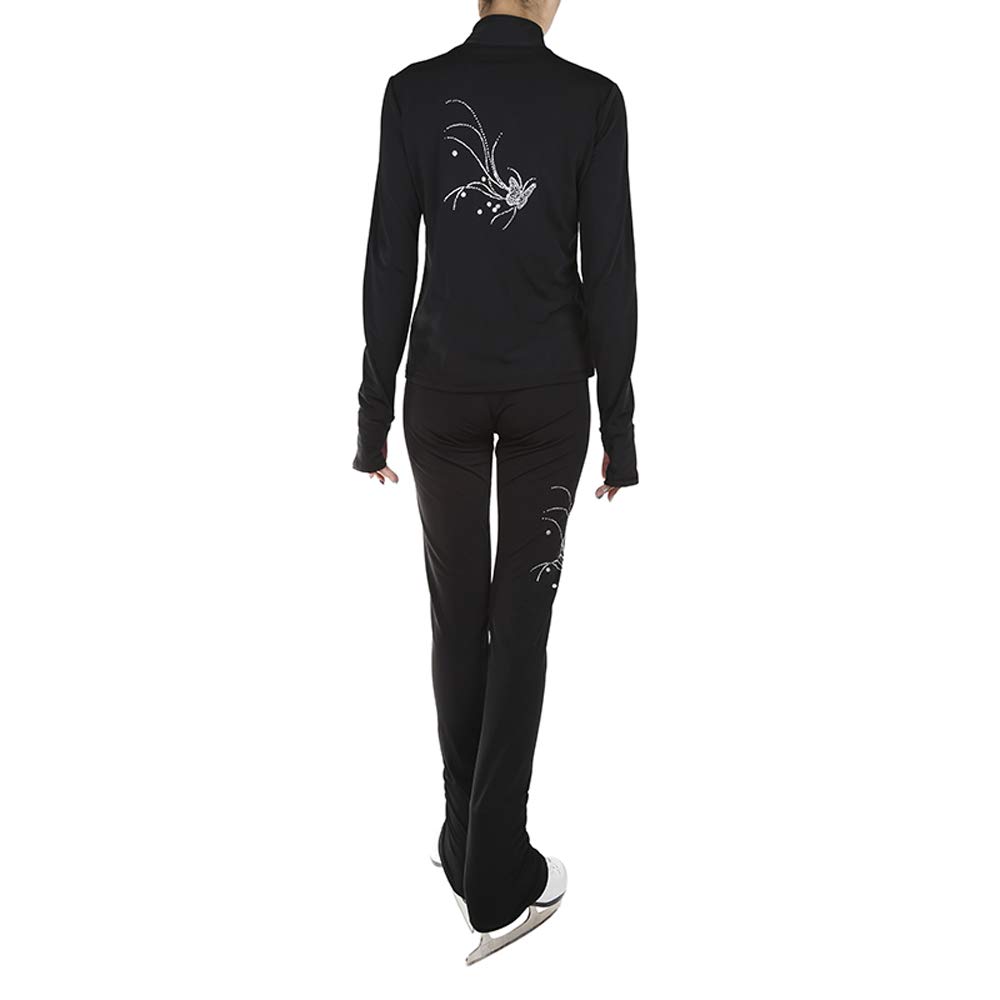 LIUHUO pattinaggio artistico Pantaloni stampati fiori Giacca Pantaloni in lana Pantaloni neri Pantaloni neri Pantaloni neri
