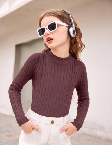 Image of Arshiner Girls Half Turtleneck Long Sleeve Knit Slim Sweater Pullover Tops