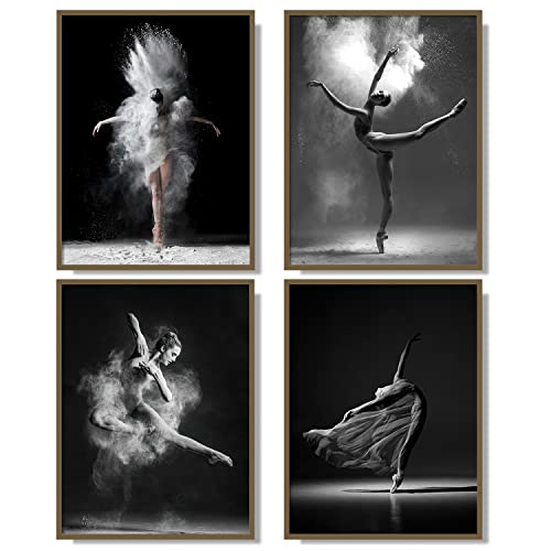 Image of NCYEL Black and white ballet wall art dancer poster beautiful girl bedroom elegant dance classroom bathroom dormitory decoration poster 12 inchx16 x4pcs