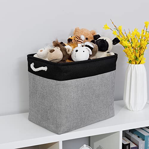 Bidtakay Storage Baskets Extra Large Baskets For Organizing Grey Rectangle Laundry Basket Linen Fabric Bins Set Of 2 Clothes Baskets For Closet Shelves Hallway Bedroom Toy Organizer 17X12X15 In #TOP4