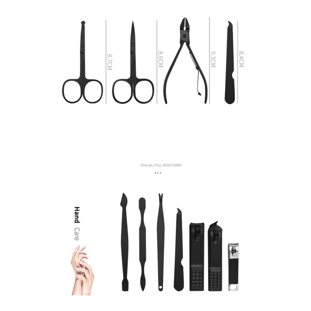 Obcinacze do paznokci Zestaw obcinaczy do paznokci ze stali nierdzewnej z czarną podróżą dla mężczyzn i kobiet zestaw Manicure Pedicure pielęgnacja narzędzie artystyczne(15pcs-bule)