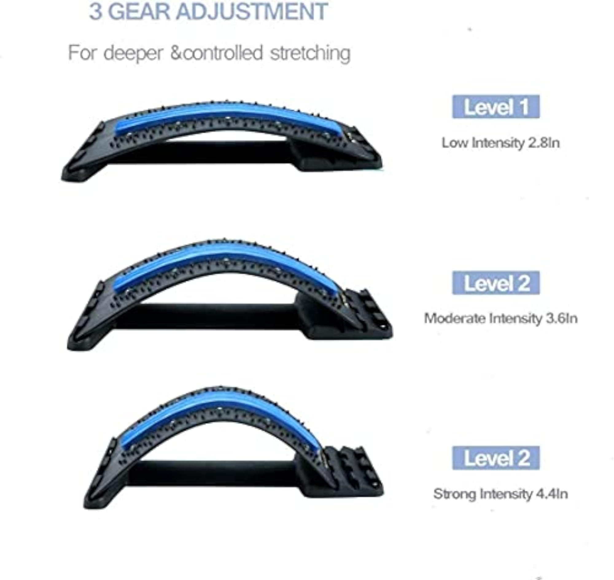 Back Support Multi-Level Stretcher Device with Memory Foam Cushion
