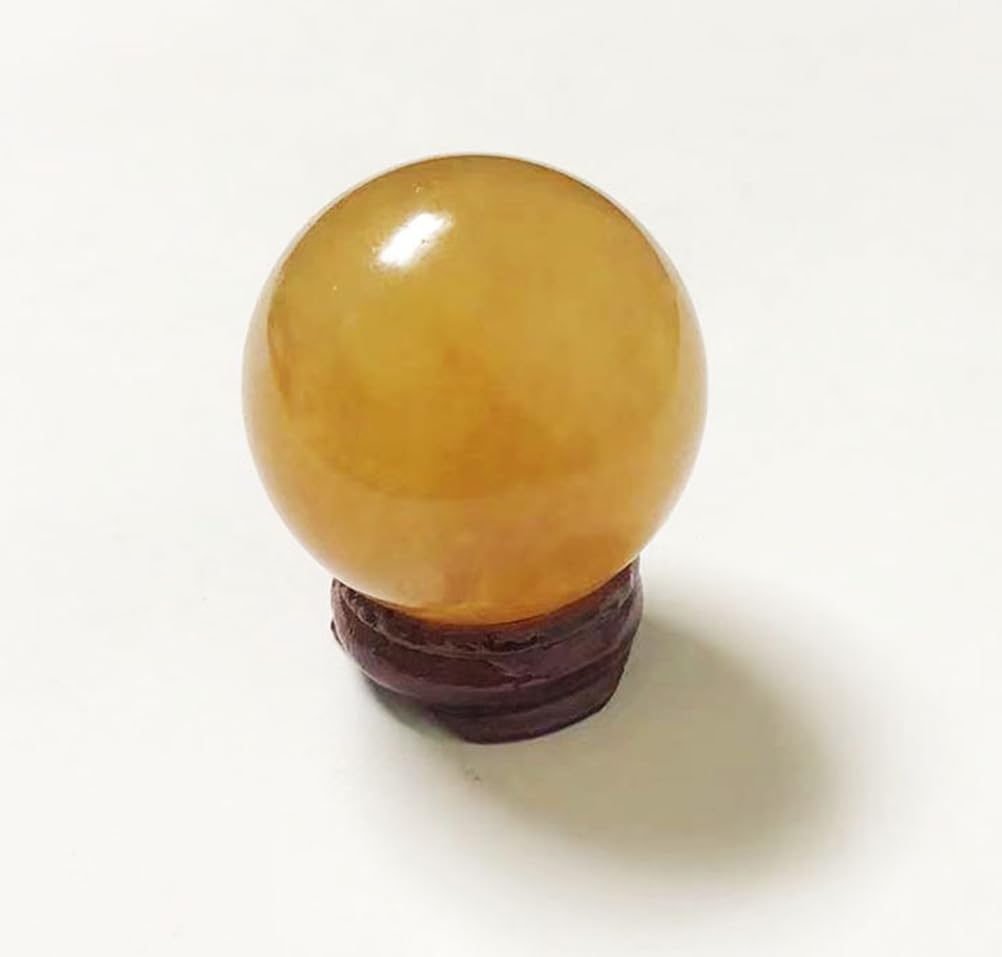 DPURPIWADY 60mm Crystal Sphere Gemstone Ball Sculpture Figurine with Wooden Stand for Divination Home Decoration Multi Style Polished,Lceland Spar