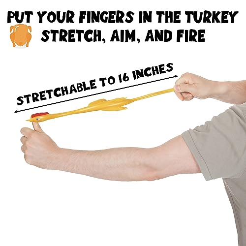 12pk Slingshot Chicken Finger Toys Party Favors for Kids 4-8-12 Boys Teens, Funny Mini Flying Rubber Chickens Bulk Classroom Prizes for Kids Goodie Bags Pinata Fillers Birthday Gifts Stocking Stuffers