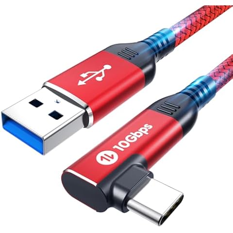 Fannoday USB C Cable 3FT, 10Gbps Android Auto USB C 3.1 Gen 2 to USB Cable Data Transfer,Right Angle USB to USB C 3A Fast Charging for Galaxy S23 S22, SSD, Pixel-Red Cover