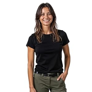 ALPIN LOACKER Merino Shirt Damen Kurzarm und Poloshirt I atmungsaktives Funktionsshirt schnelltrocknend für Sport und Wandern I Merinowolle Tshirt und Thermooberteil, Schwarz M