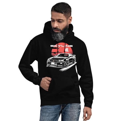 Japanese Sun Black R34 Skyline GTR hoodie for 1990s JDM Tuner Car Culture Enthusiasts2