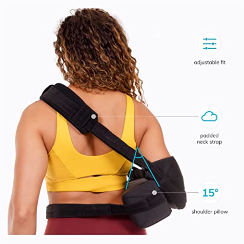 Image of BraceAbility Abduction Shoulder Sling - Rotator Cuff Immobilizer Brace with Padded Relief Support Wedge and Ball for Right or Left Arm Pain From Post-Surgery or Tear Recovery and Subluxation (Medium)