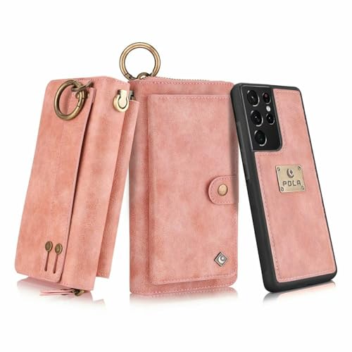 Étui portefeuille iPhone et Galaxy S22 Ultra rose pour des sorties lisses