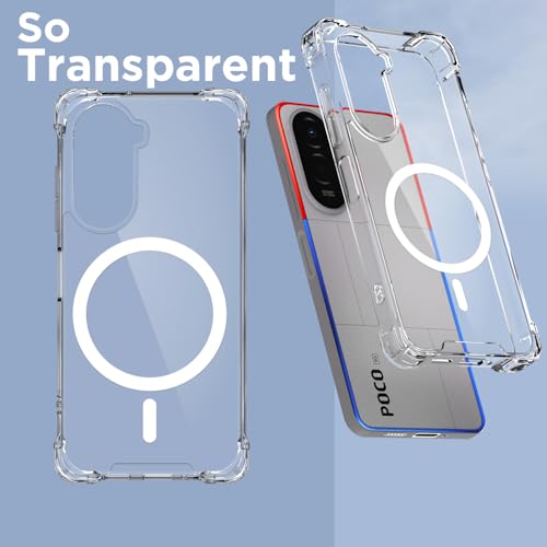 Image of Amazon Basics Back Cover for Poco M7 Plus 5G Mag-Safe Shockproof PC + TPU Protective Case Magnetic Support Bumper Case (Transparent Mag-Safe)