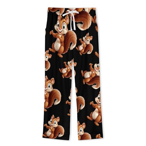 Cute Chipmunk Mens Pajama Set Long Sleeve Sleepwear Button Down Pjs Set Two-piece Pjs 5