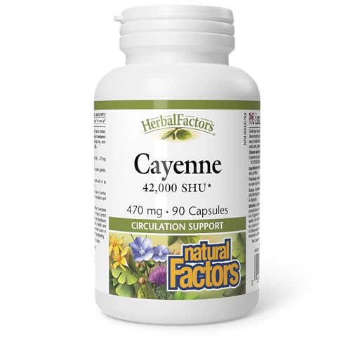 Natural Factors Cayenne 470 mg, 90 Capsules, 42,000 SHU, Circulation Support, Non-GMO, Gluten-Free, Proudly Canadian
