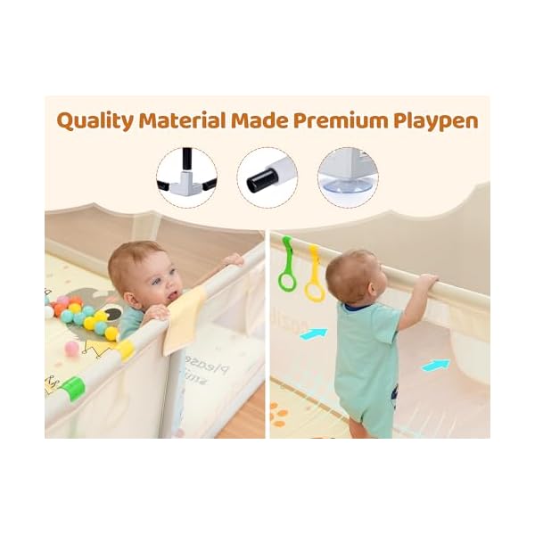 Baby playpen with mat 7159 extra large playpen for babies and toddler baby play yard with breathable mesh baby fence play sleep area for indoor outdoor  urban country home decor