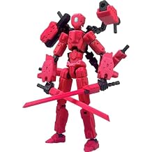 T13 Action Figure with Laser Cannon - Red Titan 13 Robot 3D Printed Multi-Jointed Articulated Movable Collectible Assembly Completed Desktop Decor & Designer Collectible
