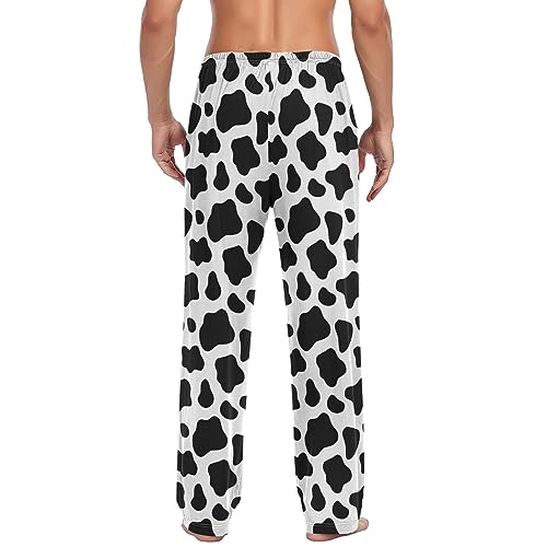 Pajama Pants for Men, Black and White Cow Print Men's Separate Bottoms, Lounge Pants, Relaxed Sleep Pant3