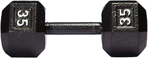 Image of amazon basics Cast Iron Hexagon Fixed Dumbbell, 15.9 Kgs (35 pounds) Black