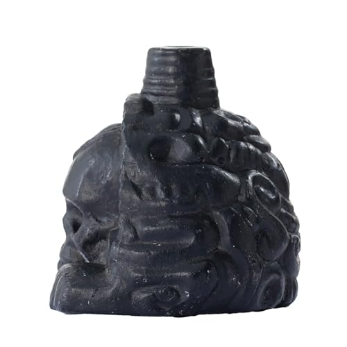 Authentic Aztec Death Whistle - The Lion Skull Shape Handmade Clay Screaming Sound for Halloween Pranks, Scary Gifts (Black)