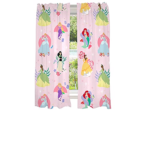 Image of Disney Princess Kids Room Window Curtains Drapes Set, 82 in x 63 in, "Official" Disney Product By Franco