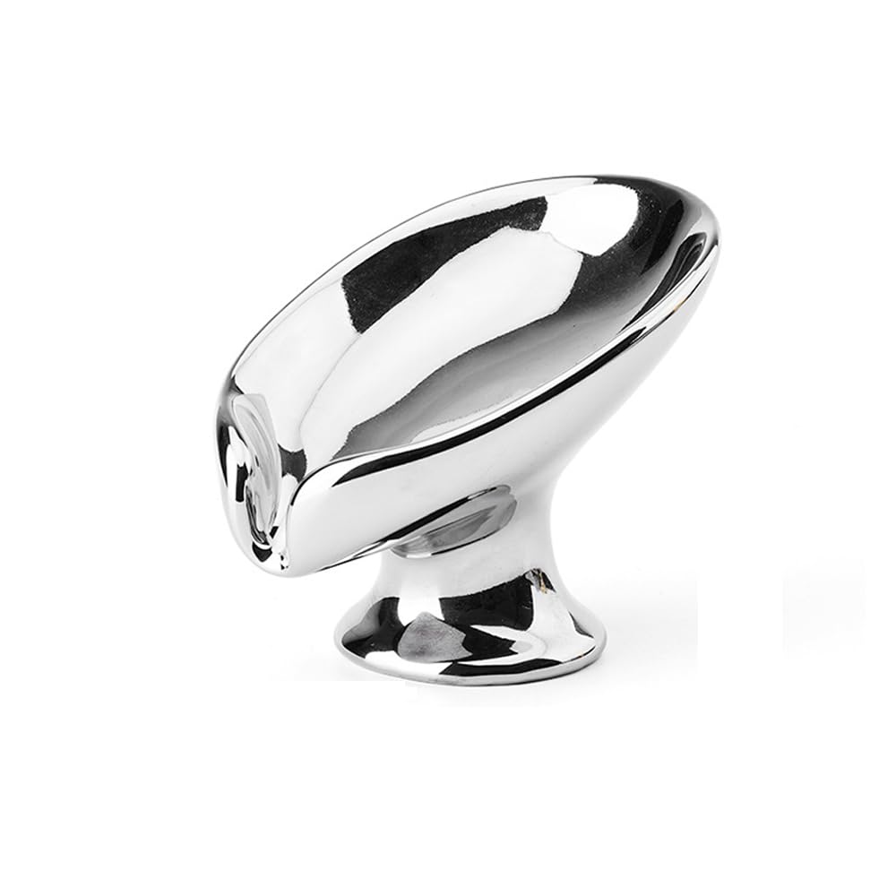 Self Draining Soap Holder, No Punching Soap Dish, Bathroom Storage Soap Tray, Leaf Shape Ceramic Soap Holder for Bathroom(Silver)