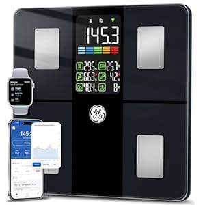 GE Smart Scale for Body Weight: Body Fat Scales Bathroom with BMI Muscle Mass 14 Body Composition Metrics with Large Display Accurate Bluetooth Weighing Machine with App 400 lbs