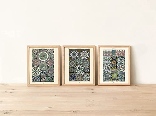 Tableau decoration murale abstrait geometric boho set de 3 affiches pour salon