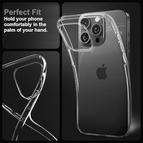 Image of Fashionury Crystal Clear Case for iPhone 16 Pro | Yellowing Resistance | Transparent TPU Silicone | Raised Camera Lips | Slim Transparent Cover
