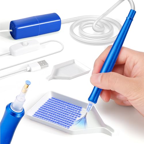 Image of PP OPOUNT Electric Diamond Art Pens, Diamond Art Accessories with Storage Tray, DiamondPainting Pen - Long-lasting & Stable, Great Gift Choice (Blue)
