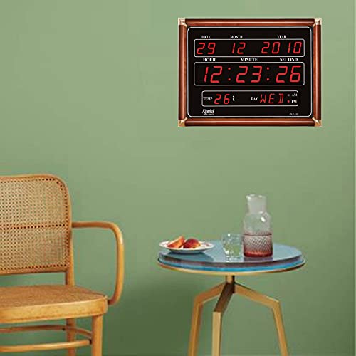 Ajanta Quartz Plastic Digital Red LED Rectangle Wall Clock OLC - 113 (39.6 cm x 29.6 cm x 3.5 cm, Black)