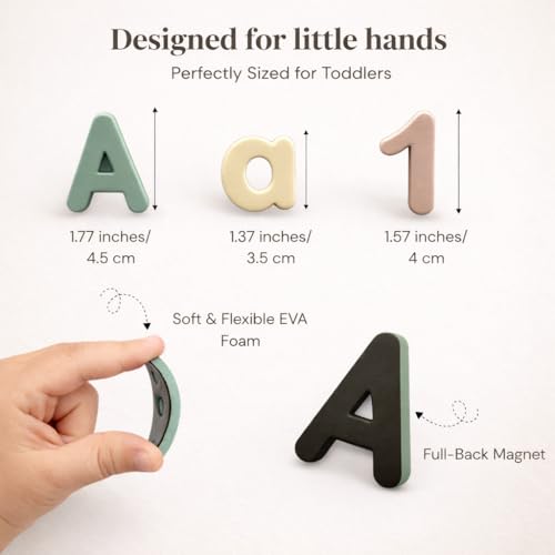 138 PCS Magnetic Letters & Numbers Set – Soft Foam ABC Magnets for Toddlers in Neutral Montessori Colors – Educational Fridge Toy - Image 3