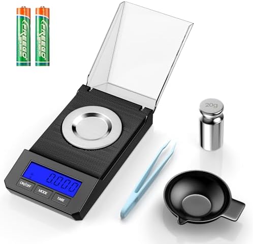 Milligram Scale 50g/0.001g High Precision Mg Scale, Portable Jewelry Scale .001 Gram Accuracy, Powder Scale, Digital Miligram Scale for Powder Medicine with Tray/Tweezers/Calibration Weight