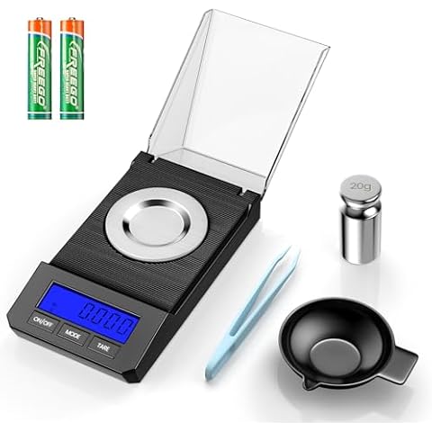 Milligram Scale, 50g/0.001g High Precision Mg Scale, Jewelry Scale with Tare, 6 Unit Powder Scale, Digital Miligram Scale for Powder Medicine, Gem, Micro Gram Scale, Reloading Scale Gold Cover