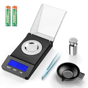 Milligram Scale 50g/0.001g High Precision Mg Scale, Portable Jewelry Scale .001 Gram Accuracy, Powder Scale, Digital Miligram Scale for Powder Medicine with Tray/Tweezers/Calibration Weight