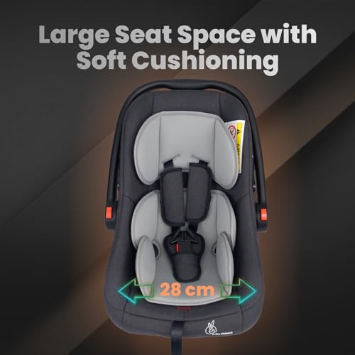 Image of R for Rabbit Picaboo Grand 4 in 1 Multi Purpose Baby Carry Cot Cum Car Seat with 3 Level Recline Position and Detachable Base Carry cot for 0 to 15 Months Baby (Black Grey)