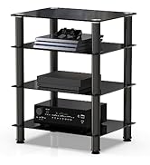 FITUEYES TV Rack HiFi Shelf Audio Cabinet Glas en Alu 600x455x762mm AS406001GB
