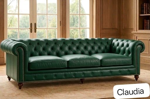 Image of Modern Classic Design Leatherette Luxury Chester Sofa Set with Button Tufted,3+2+1=6 Seater Sofa for Living Room Home, Hotle, Office and Lobby, Living Room Set (Green, 3+1+1=5 Seater Sofa)