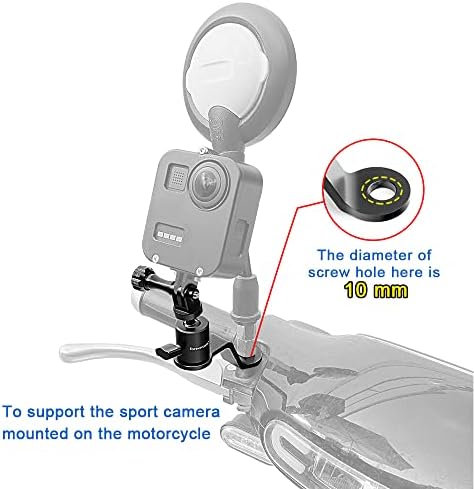 Aluminum Motorcycle Rearview Mirror Mount 360° Roation Metal Holder Bracket Clamp Compatible for Max Hero 11/10/9/8/7/6/5,YI,AKASO,SJCAM,DJI Osmo and More Action Cameras