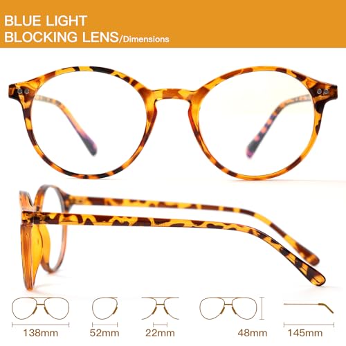Image of Vintage Round Blue Light Glasses for Women Men, Retro Circle TR90 Frame Protection Eyeglasses Anti Eyestrain Ruby