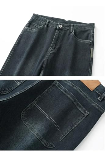 Men's Cotton Business Casual Jeans, High Waist Retro Straight Wide Leg Pants4