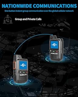 globalptt 2-Pack Global Walkie Talkies with Sim Cards - Handheld PoC Two Way Radios Unlimited Range - Rechargeable PTT Push to Talk Over Cellular Radio Long Range (G0)