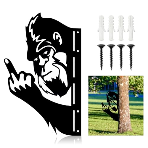 Peek a Boo Bigfoot Metal Signs，15 X 10.5 Inch Bigfoot Sasquatch Gifts，Animals Peeking Around Sign，Suitable for Dmetal Wall Art，Metal Yard Art, Farm Ornaments