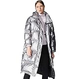 Verschlusstyp: Zweireihig DPKDBN Frauen Daunenjacke, Metallic Farbe Mode Parkas Verdicken Warme Weiße Ente Daunenjacke Junges Mädchen Übergröße Outwear, Silber, XXL