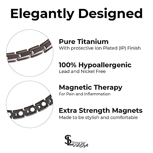 Smarter Lifestyle Elegant Titanium Magnetic Therapy Necklace For Men And Women, Pain Relief For Neck Arthritis Migraine Headaches Shoulders And Back - Magnetic Necklaces For Men Women (Gunmetal Gray) #TOP1