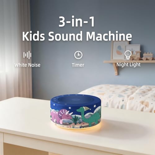 Image of Kipcush White Noise Machine for Baby & Adults, Sleep Sound Machine with 30 Soothing Sounds, 8-Color Night Light, Memory Function, White Noise for Sleeping, Nursery, Office, Travel, Relaxation