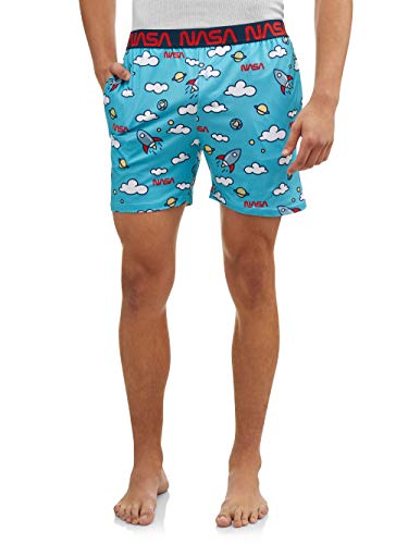 Mad Engine Nasa Men's Rocket Ships Sleep Lounge Boxer Shorts Pajama Bottom, Blue, Medium 32/34 #TOP24
