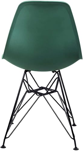 Miniatura 6 de GIA Silla de comedor contemporánea sin brazos con patas de metal negro, juego de 1, verde Drak