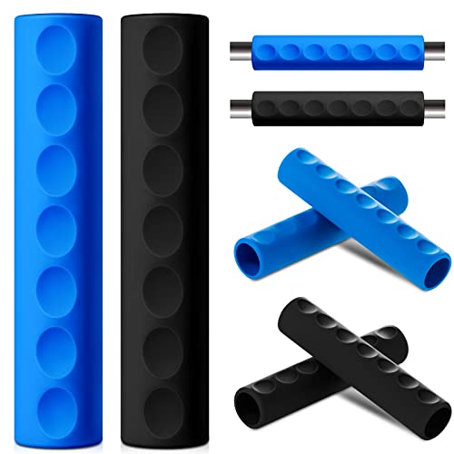 Wettarn 4 Pcs Kayak Paddle Grips Non Slip Silicone Wraps for Kayaking Blister Prevention Kayak Paddle Accessories for Take Apart Paddles Oar Boating Canoeing Fishing, Black and Blue
