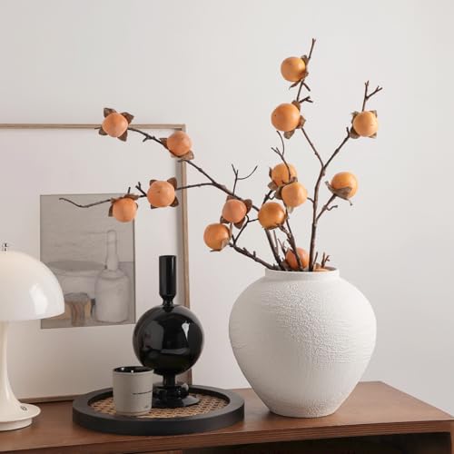 Vintage Ceramic Vase, Minimalist Texture Stone Patterned White Flower Vase,