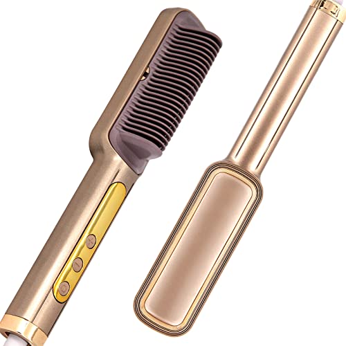 DORISILK Hair Straightener Brush with 16 Temp Settings, Heating Straightening Comb for Women Double Ionic Hot Brush Straightening Brush for Frizz-Free Silky Hair Anti-Scald Hair Tools for Styling